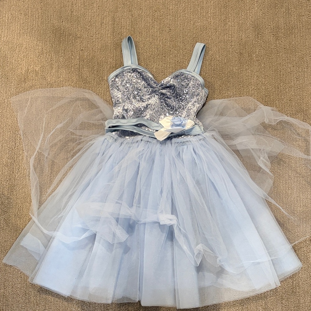 Weissman Shimmering Silver and Blue Dance Costume